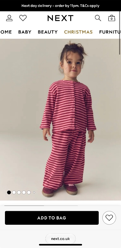 Pink Stripe Ribbed Cardigan and Wide Leg Trousers Set