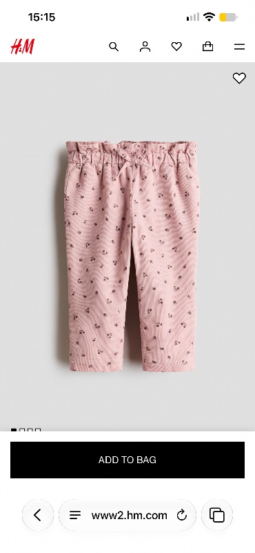 Light dusty pink/Floral Corduroy trousers