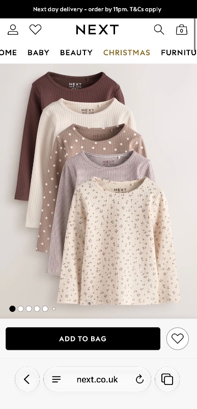 Neutral Long Sleeve Ribbed Tops 5 Pack